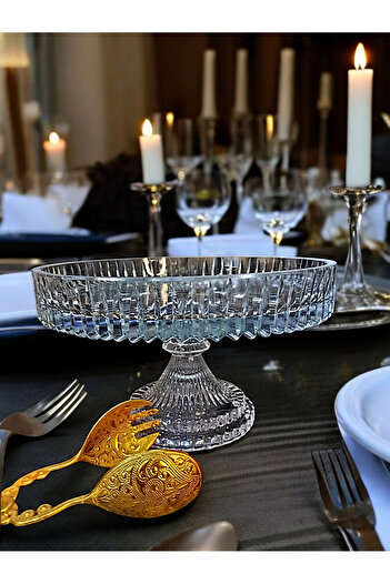 AYZ HOME Crystal Cut Presentation Bowl - Cookie and Cake Stand, Salad Bowl