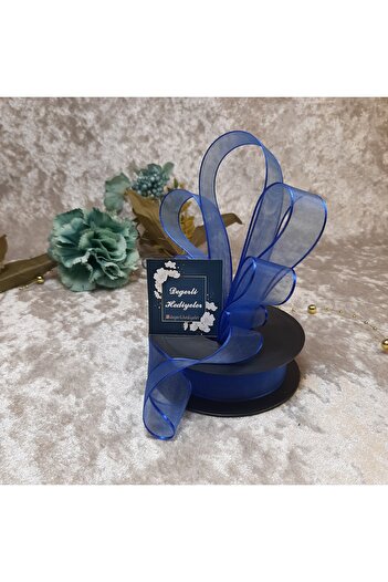 GÜLSEMALİ 20 m. Panglică Chiffon Blue Wheel - 2,5 cm