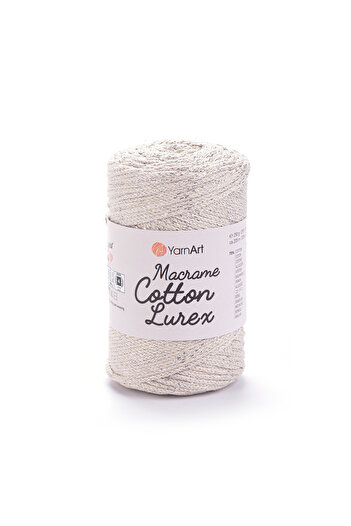 Yarnart Macrame Cotton Lurex - Glitter Macrame Πλεκτή στο χέρι Σκούρα Κρέμα-725