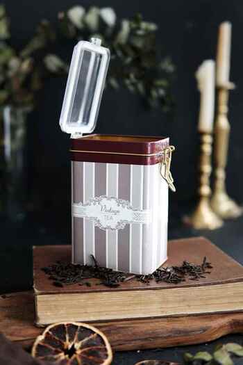 EVLE Er043-6a Elegance Tea Patterned Rectangular Metal Storage Container 8x10 Cm