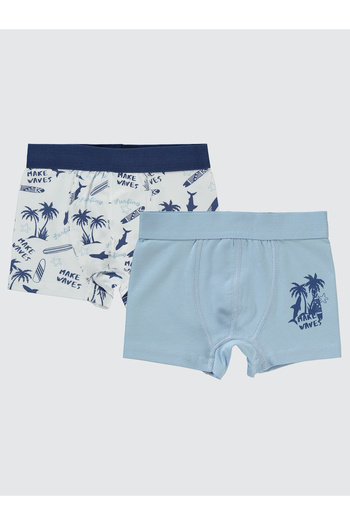 Civil Boys Erkek Çocuk 2'li Boxer Set 2-10 Yaş Mavi