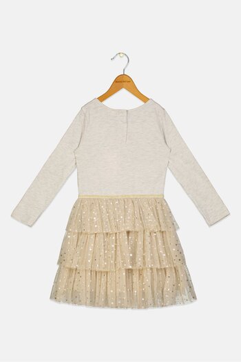 Miss Kids Girl Textured Dress, Grey