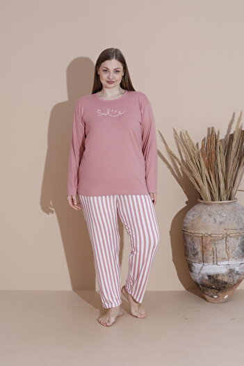 Lukitus Plus Size Cotton Milan Fabric Women's Pajamas Set