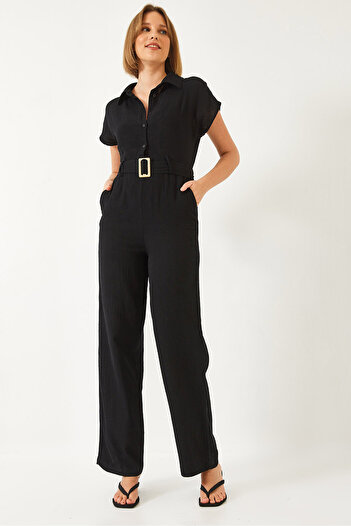 Bianco Lucci Women's Premium Belted Muslin Jumpsuit 90020 60271029