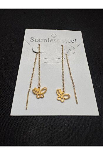İYİ MODA Butterfly Steel Earrings Stylish Gift Non Darkening Steel Earrings