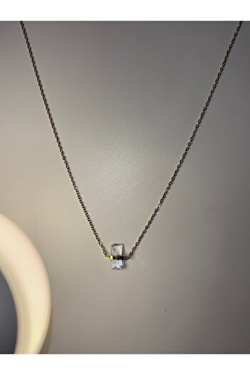 Store Kristal Zirkon Taşlı Kadın Paslanmaz Çelik Kolye Ayarlanabilir Şık Tasarım