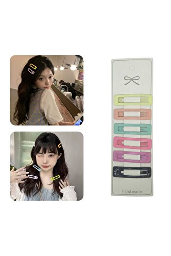 Eva Rose Set of 6 Colorful Rectangular Snap Clips - Girl's Side Hair Clips
