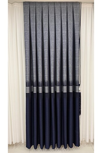 Fon Dünyası Clipboard Background Curtain Gray Dark Blue Silver Stripe (Single Wing)