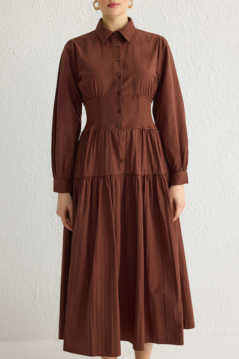 Trendyol Modest Σκούρο καφέ ελαστικό φόρεμα μέσης TCTSS25EB00016