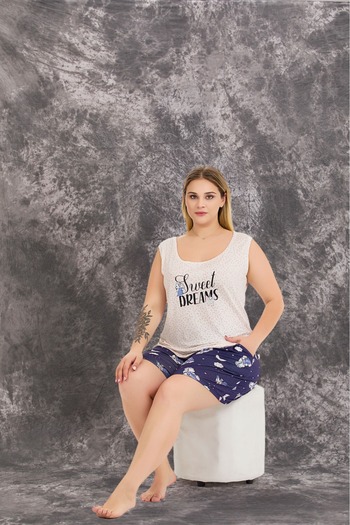 Lady Lingerie Women's Sleepwear Set with Oversized Cotton Athlete Shorts
