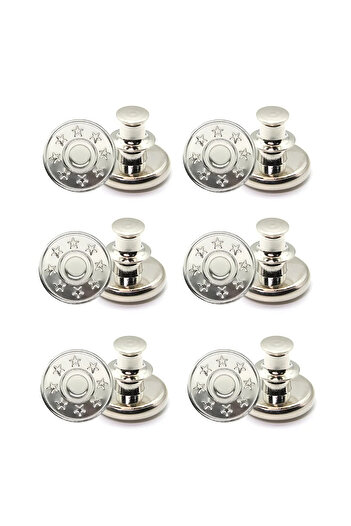 Choice silver-Star 6pcs-Adjustable detachable jeans button Sew free vintage metal button garment button acc