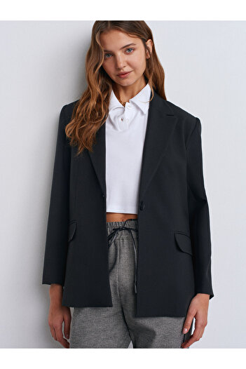 Dilvin 60761 Blazer cu croială dreaptă-Negru