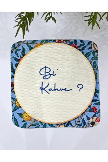 DECO Blue Patterned - Washable Laser Cut Coffee Fabric Cocktail Napkin