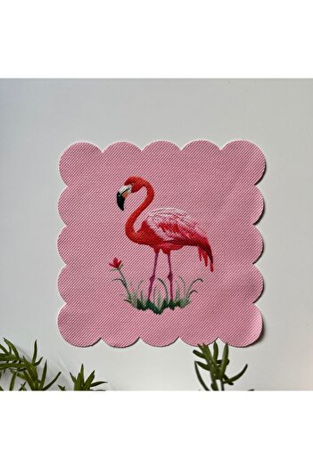 DECO Flamingo Patterned Pink Cocktail Napkin - Fabric