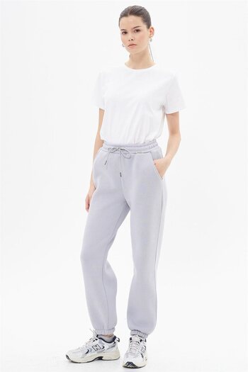 Kayra Gray Jogger Pants - Elastic Waist