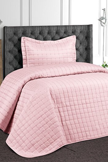 REYS Star Quilted Single Bedspread Set - Powder -