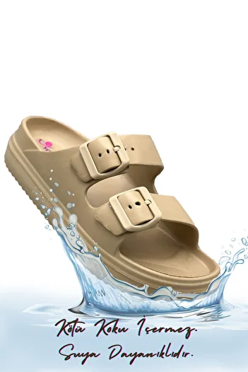 sermoda Lightweight Eva Sink Slippers - Double Buckle Summer Beach and Pool Slippers - Mink
