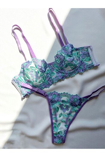 La Linaa Γυναικείο Bralet Σετ Olivia Purple Green