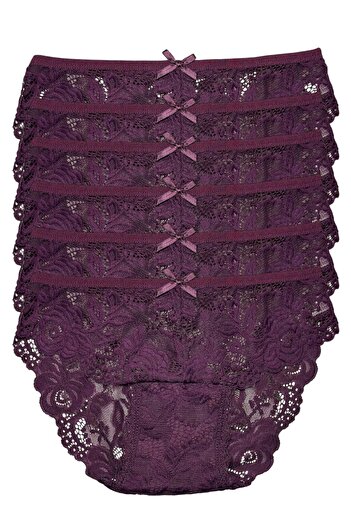 Gizli Butik 6-пари жіночих трусиків з мереживною обробкою, фіолетові