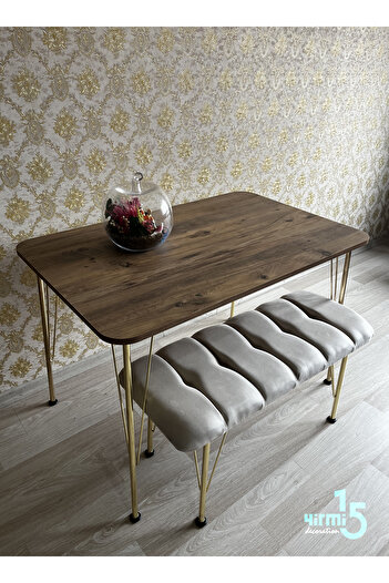 Yirmi15 Gold Metal Ayaklı 70x110 Atlantik Çam  Mutfak Masası -Balkon-Çalışma Masası
