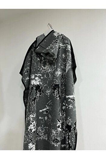 02Lady Fashion жіноче трикотажне пончо з капюшоном з візерунком