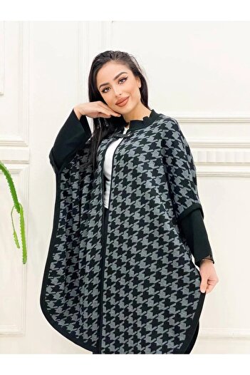 02Lady Fashion women's houndstooth patterned Poncho
