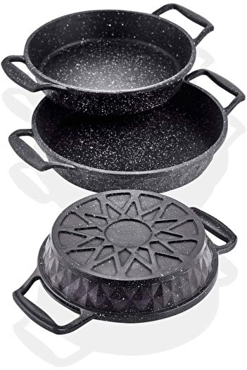 DMR LİFE Cast Iron 3-Piece Sauce Set Black Boxed 18-20-22 cm