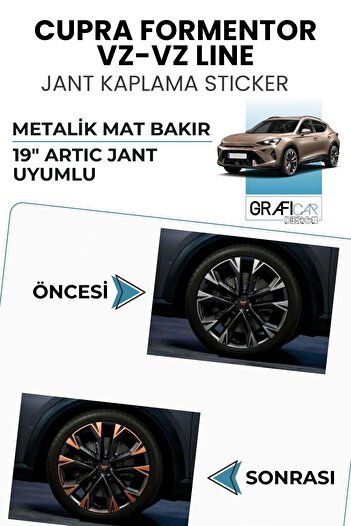 GRAFİCAR Makyajlı Cupra Formentor VZ Jant Kaplama Sticker Set - 19 inç Artıc Jant Uyumlu