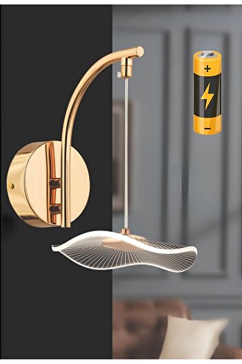 burenze Modern Tasarım Jellyfish Pilli Aplik Aç Kapa Butonlu Kablosuz Tak Çalıştır Gold Sarı Duvar Apliği