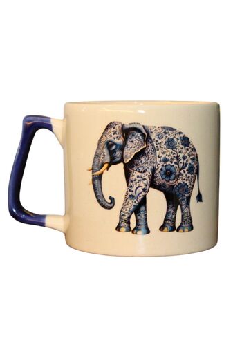 Meturas Mug with Blue Elephant Figure 225 ml - Collection Piece