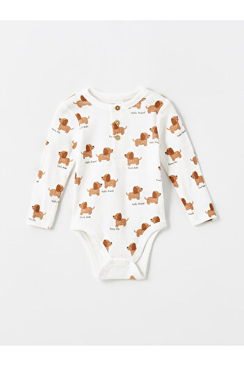 LC Waikiki Crew Neck Printed Bodysuit and Leggings for Baby Girl - Set of 2 with Snaps