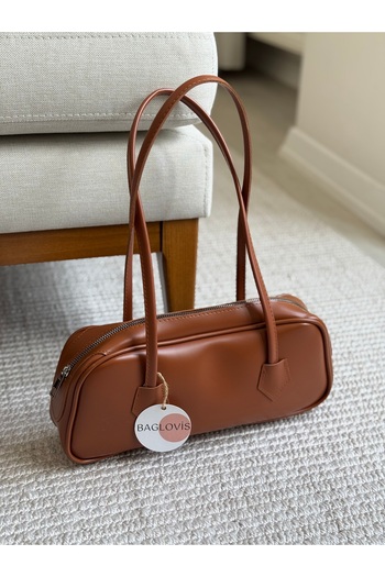 BAGLOVİS Long Strap Baget Taba Women's Shoulder Bag