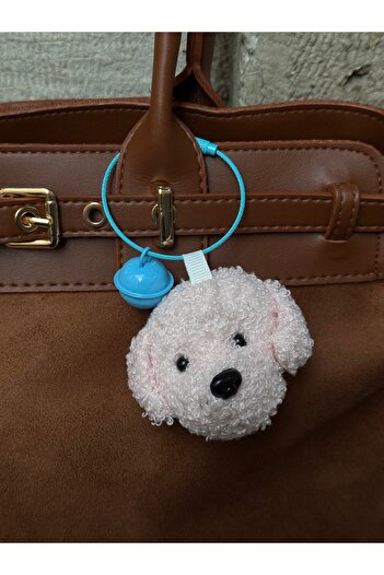 minebag Curly Plush Cute Dog Keychain Rattle Detailed Bag Charm Powder