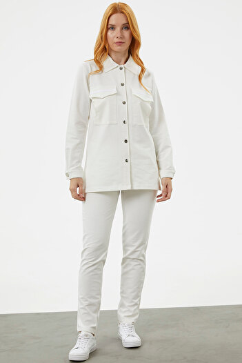 Sementa Ecru Snap Pocket Detailed Tunic Tracksuit Set