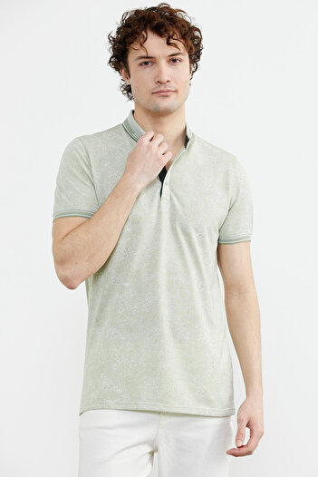 Sementa Slim Fit Knitwear Polo Neck T-Shirt - Πράσινο