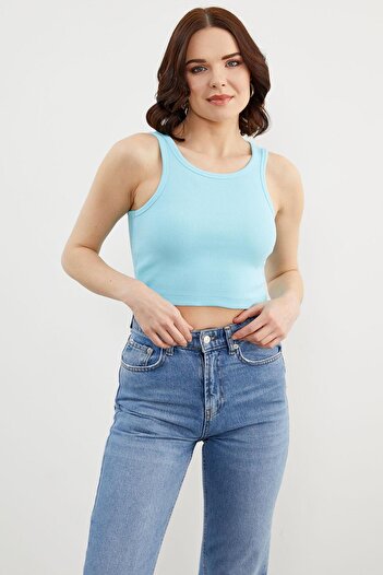 Sementa Tricou Crop Model Swimmer - Albastru