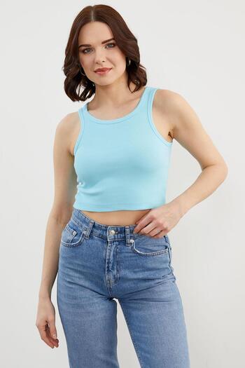 Sementa Tricou Crop Model Swimmer - Albastru