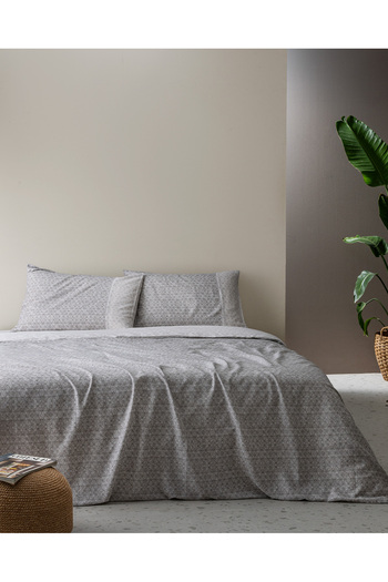 Madame Coco Lavem Single 100% Cotton Madame Coco Crep Printed Duvet Cover Set - Gray