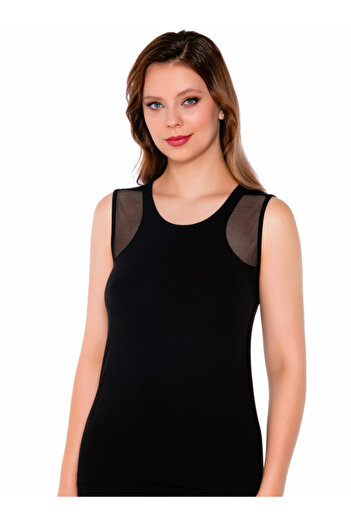 Belinay Women'S, 47% Modal, 47% Cotton, Tulle Detail, Undershirt
