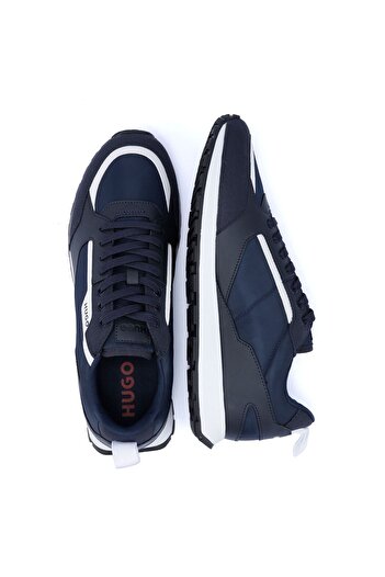 HUGO Erkek Rahat Yüksek Taban Deri Lacivert Sneaker 50536568-401