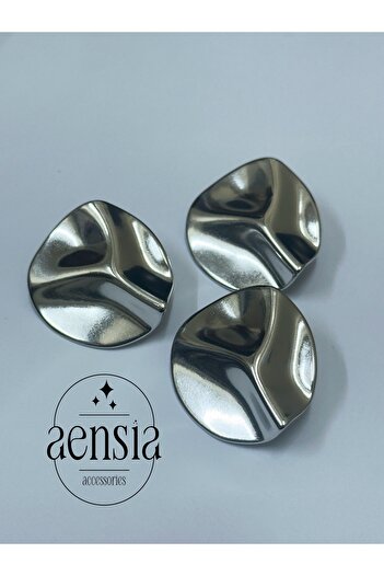 aensia 3.81 cm Curved Silver Coat Jacket Trench Coat - Button Detail, 3 Pack