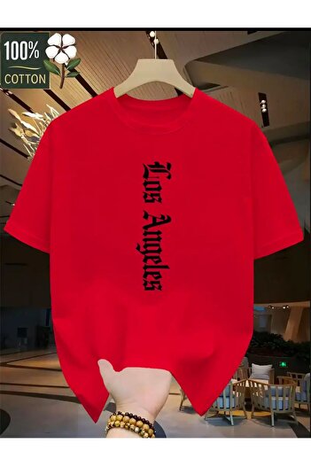 Medinenur Basic T-Shirt with Los Angeles Writing Detail