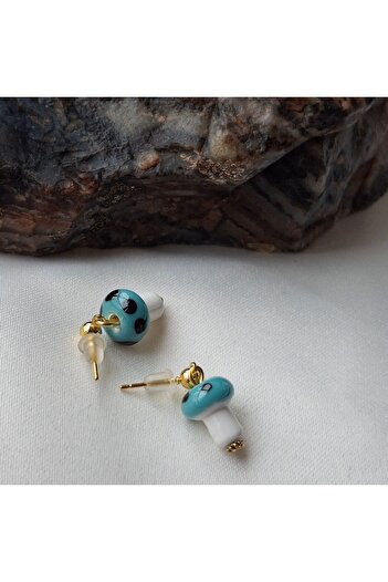 azra takı tasarım Women's Turquoise Mushroom Earrings