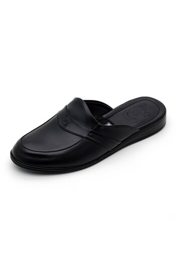 D'S Damat Leather Slippers Black