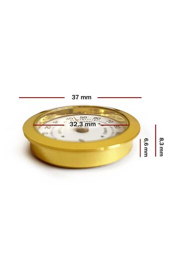 Genel Markalar Analog Higrometre Nem Ölçer Humidor Puro Kutusu Için Metal Çerçeve Sarı-beyaz 37mm