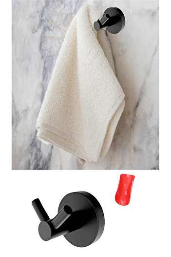 omilife Black Metal Fork - Adhesive Hanger Door and Robe Back for Kitchen and Bathroom
