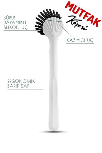 Mutfak Köşesi White Dish Sink Brush - Silicone Tip, Super Durable
