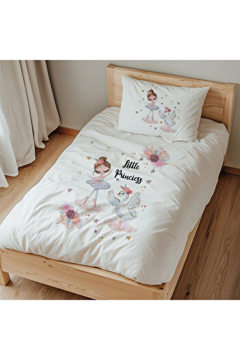 Lilabio Single 100% Cotton Duvet Cover Set (160X220 cm) Ballerina and Swan