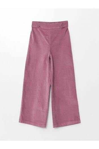 LC Waikiki LCW Kids Pembe Beli Lastikli Wideleg Kadife Kız Çocuk Pantolon