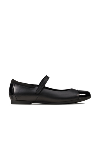 CLARKS Scala Gem Y Black Leather SHOES TEEN GIRLS